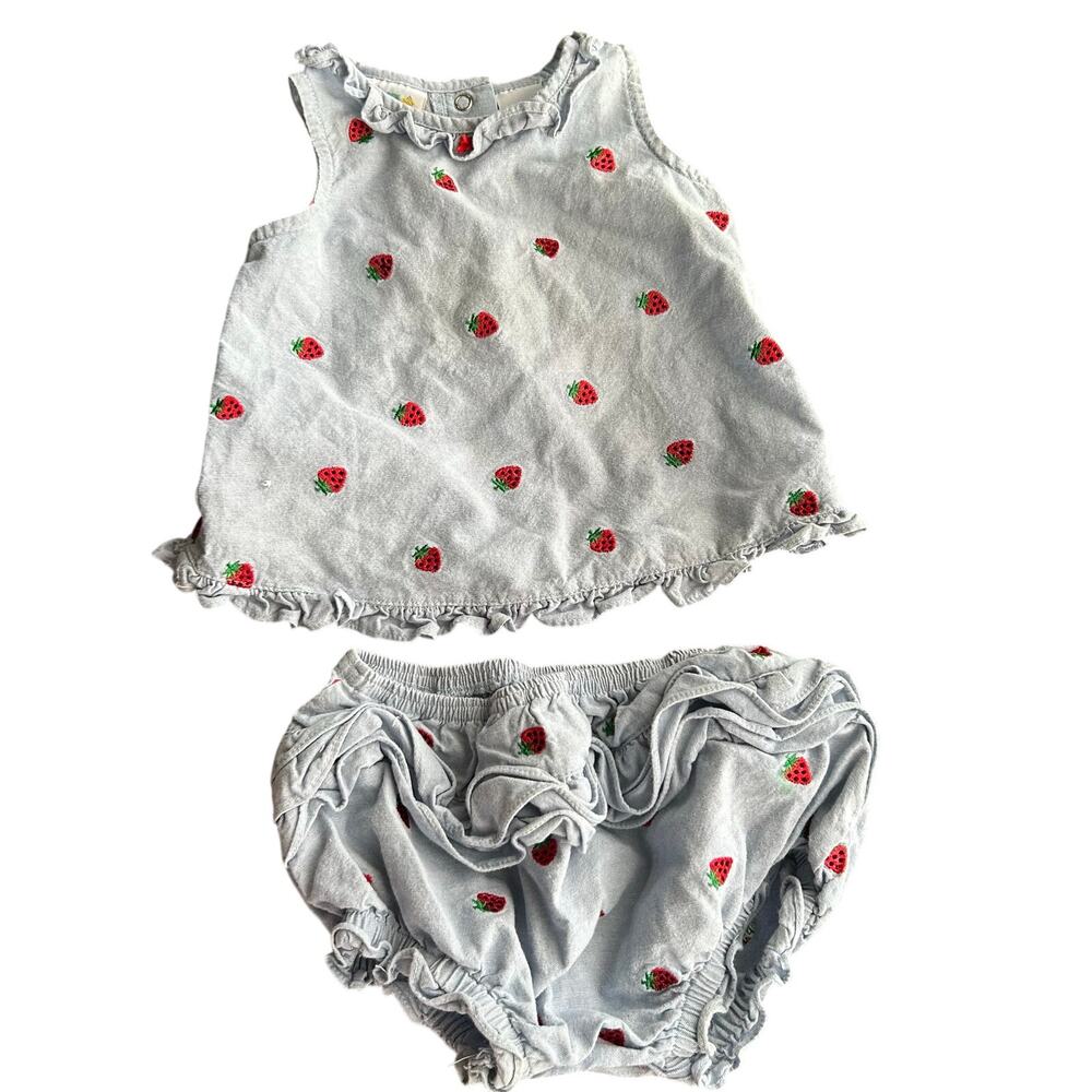 Vintage mini wear strawberry 2 piece set top and bloomers 12 months